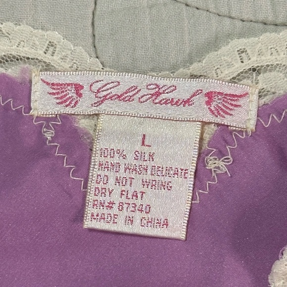 NEW Pearl Lace Two Tone Silk Cami Sz L Orchid Cream Lace - Picture 5 of 5